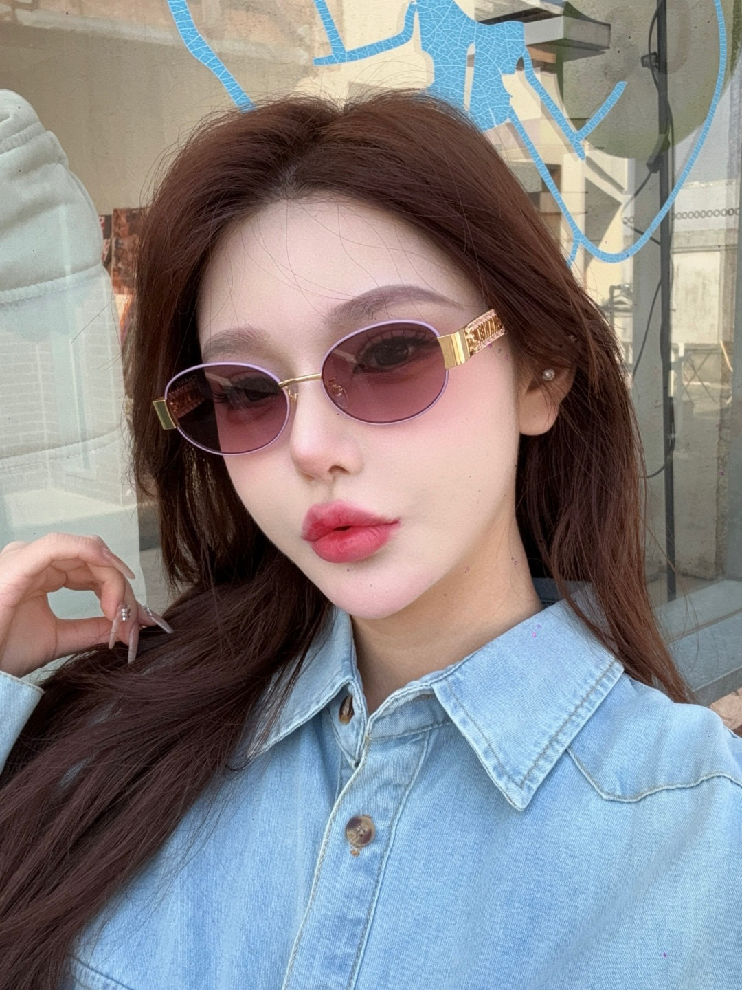 Vintage Oval Sunglasses Women's Luxury Gold Chain Frame Eyewear