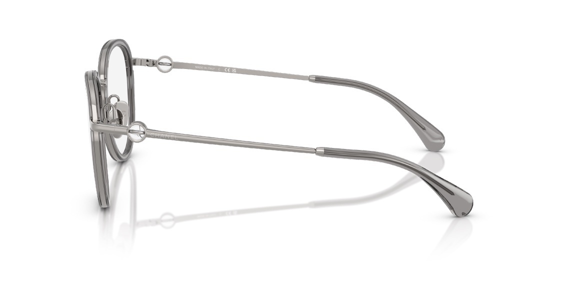 Chanel Luxury Round Grey Optical Glasses - Silver Temples