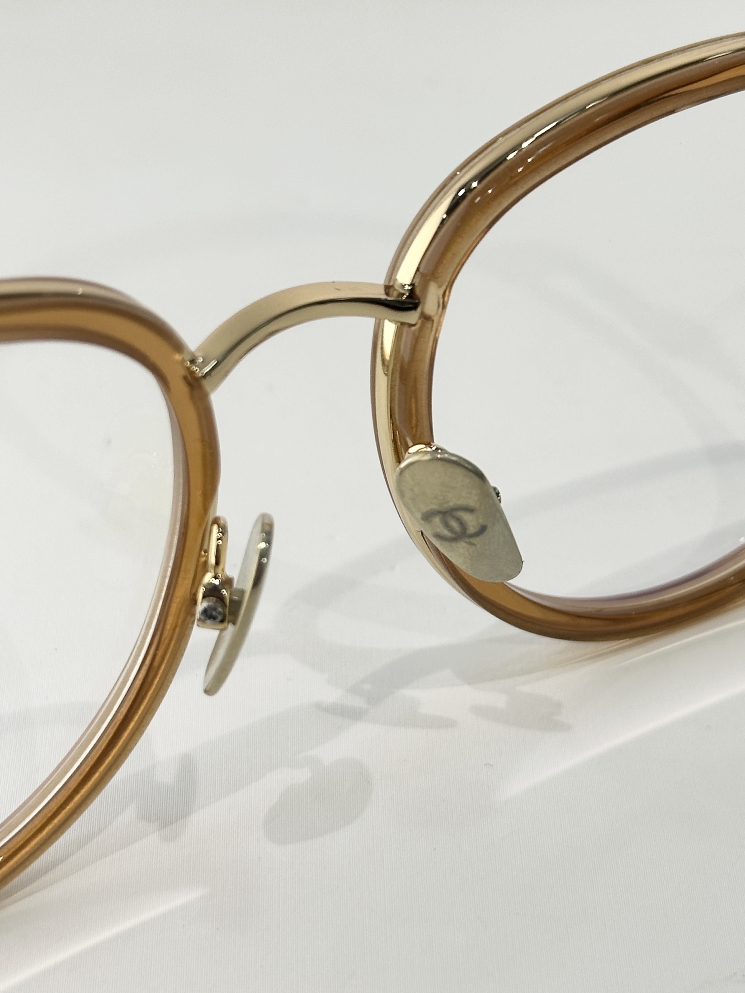 Chanel Round Clear & Gold Metal Eyeglasses - Luxury Designer Frames
