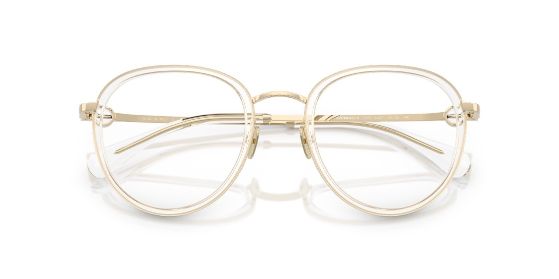 Chanel Round Clear & Gold Metal Eyeglasses - Luxury Designer Frames