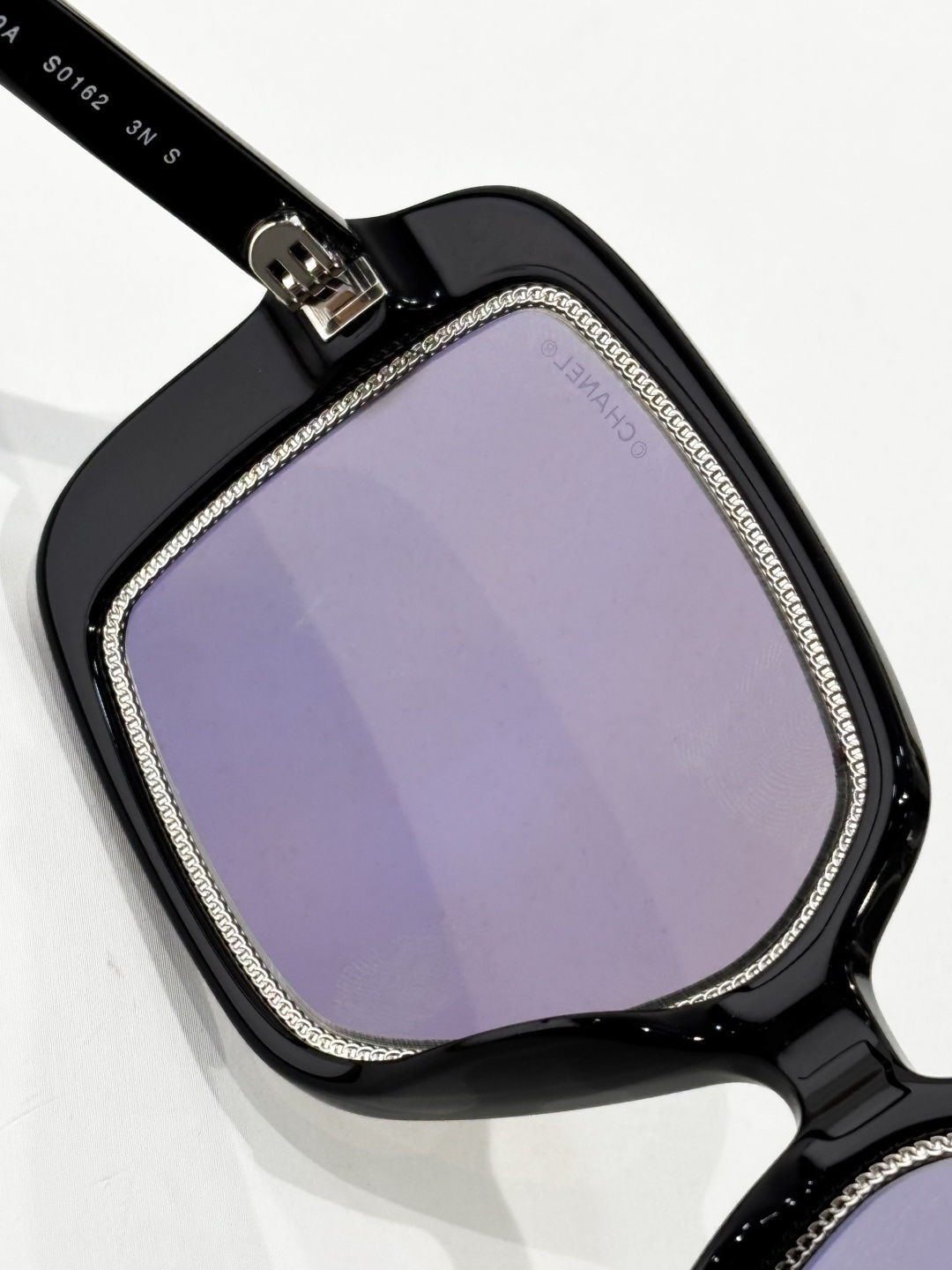 Chanel OCH71709A Black Square Sunglasses with Gold Chain Detail