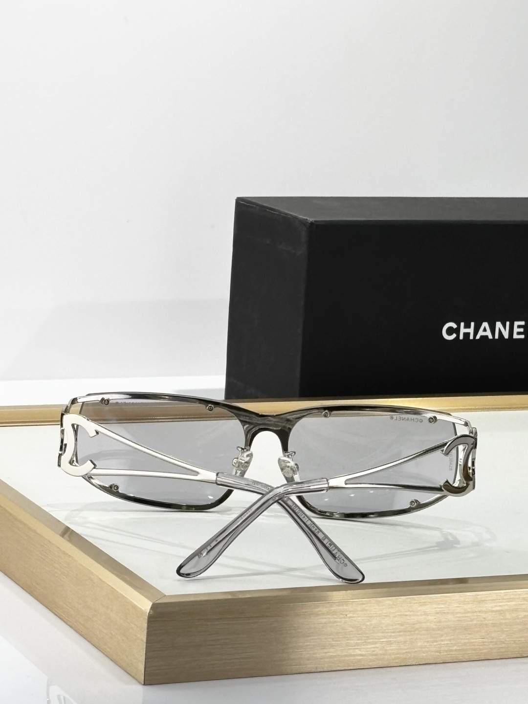 Chanel Vintage Rimless Sunglasses with Silver CC Logo Temples