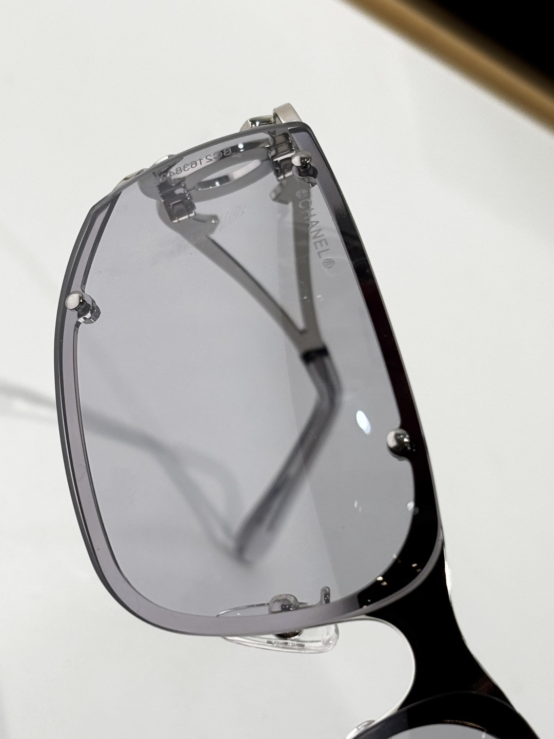 Chanel Vintage Rimless Sunglasses with Silver CC Logo Temples