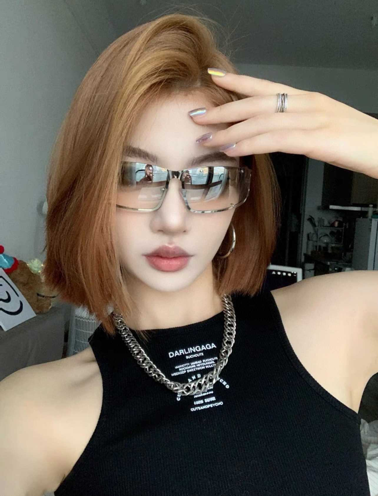 Y2K Futuristic Rectangle Sunglasses - Cyberpunk Rimless Shades