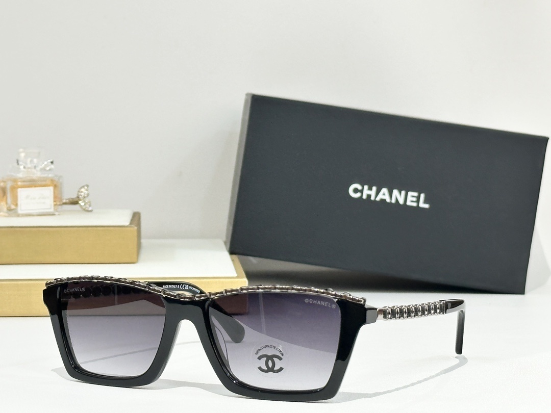 Chanel Women's Square Sunglasses - Elegant Chain Link Design