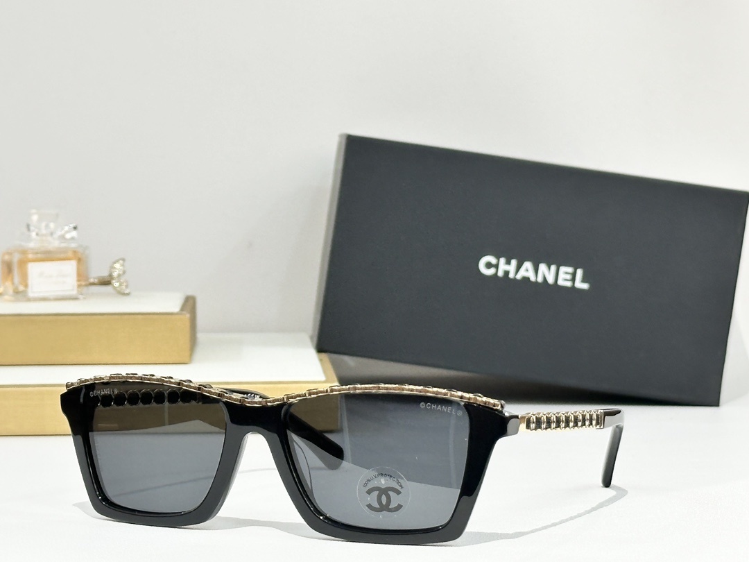 Chanel Women's Square Sunglasses - Elegant Chain Link Design