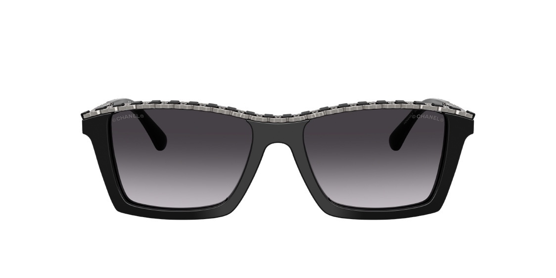 Chanel Iconic Chain Square Sunglasses in Black and Silver