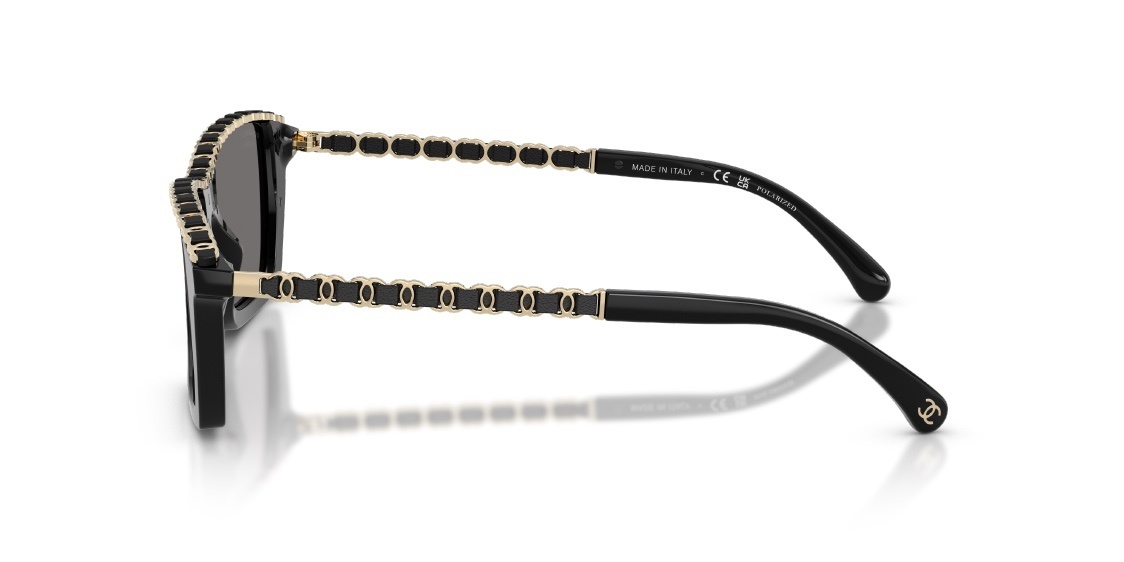 Chanel 5546-Q Polarized Square Sunglasses with Gold Chain Detail