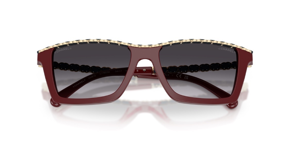 Chanel 5546-Q Polarized Square Sunglasses with Gold Chain Detail