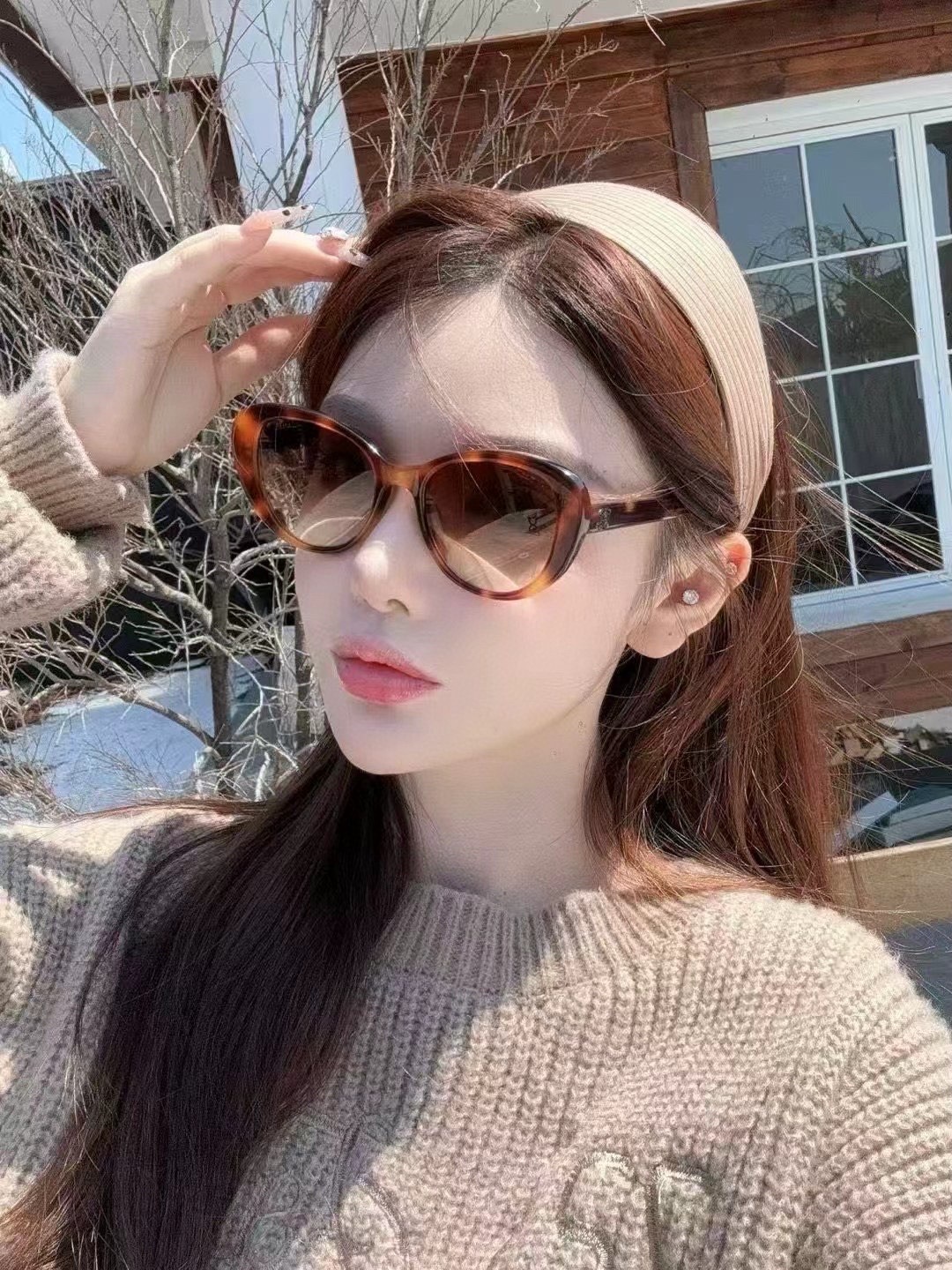 Luxury Women's Cat-Eye Sunglasses with Designer Letter Temples