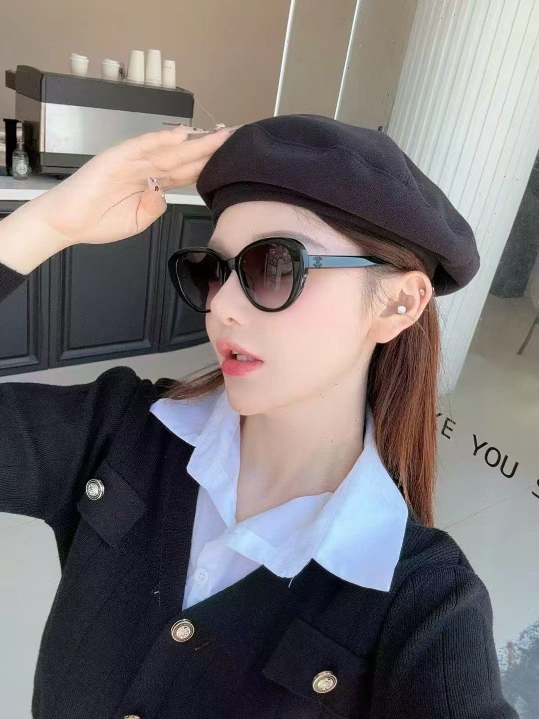 Luxury Women's Cat-Eye Sunglasses with Designer Letter Temples