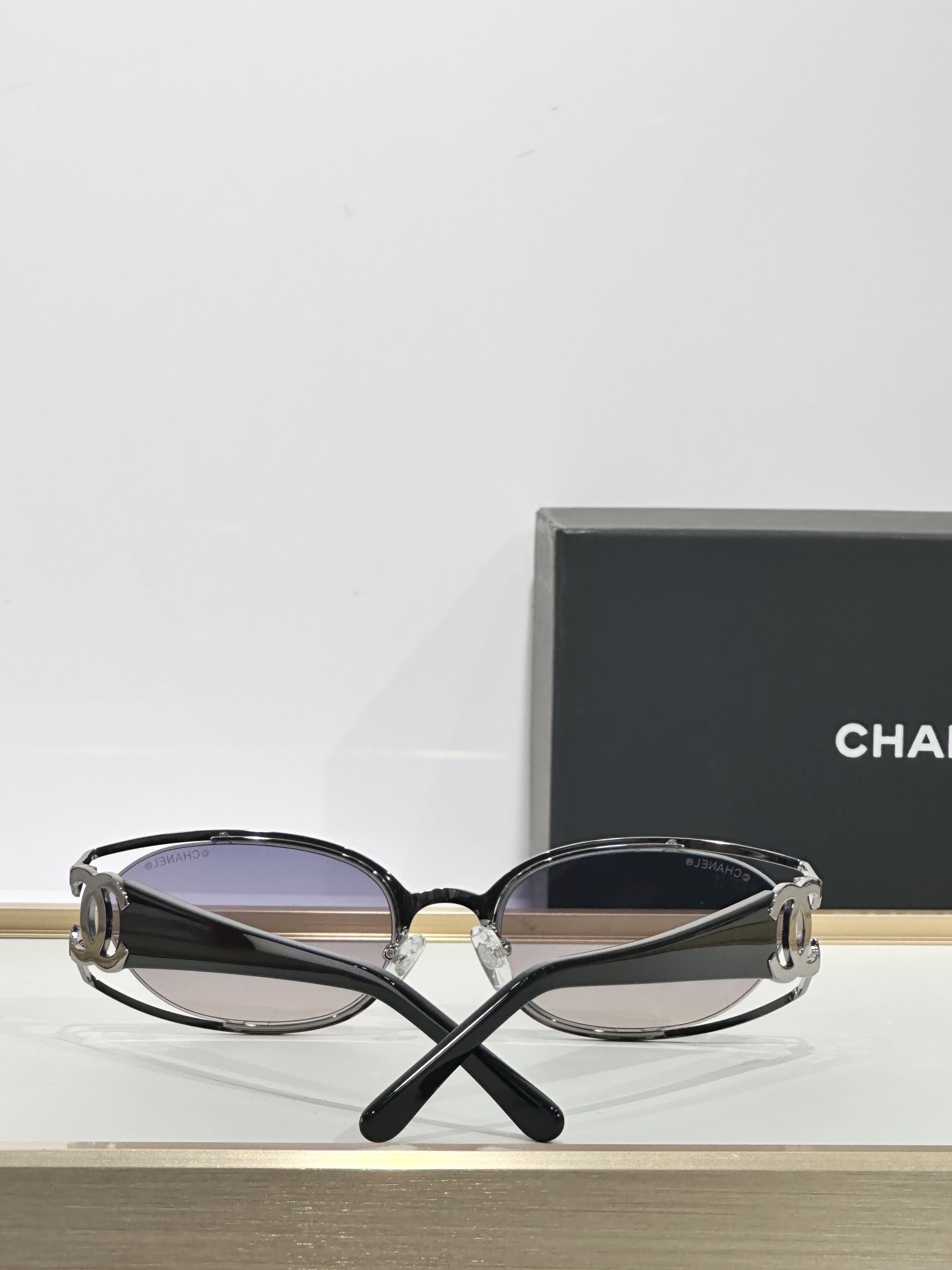 Luxury Chanel Oval Sunglasses - Vintage Metal Frame with CC Logo