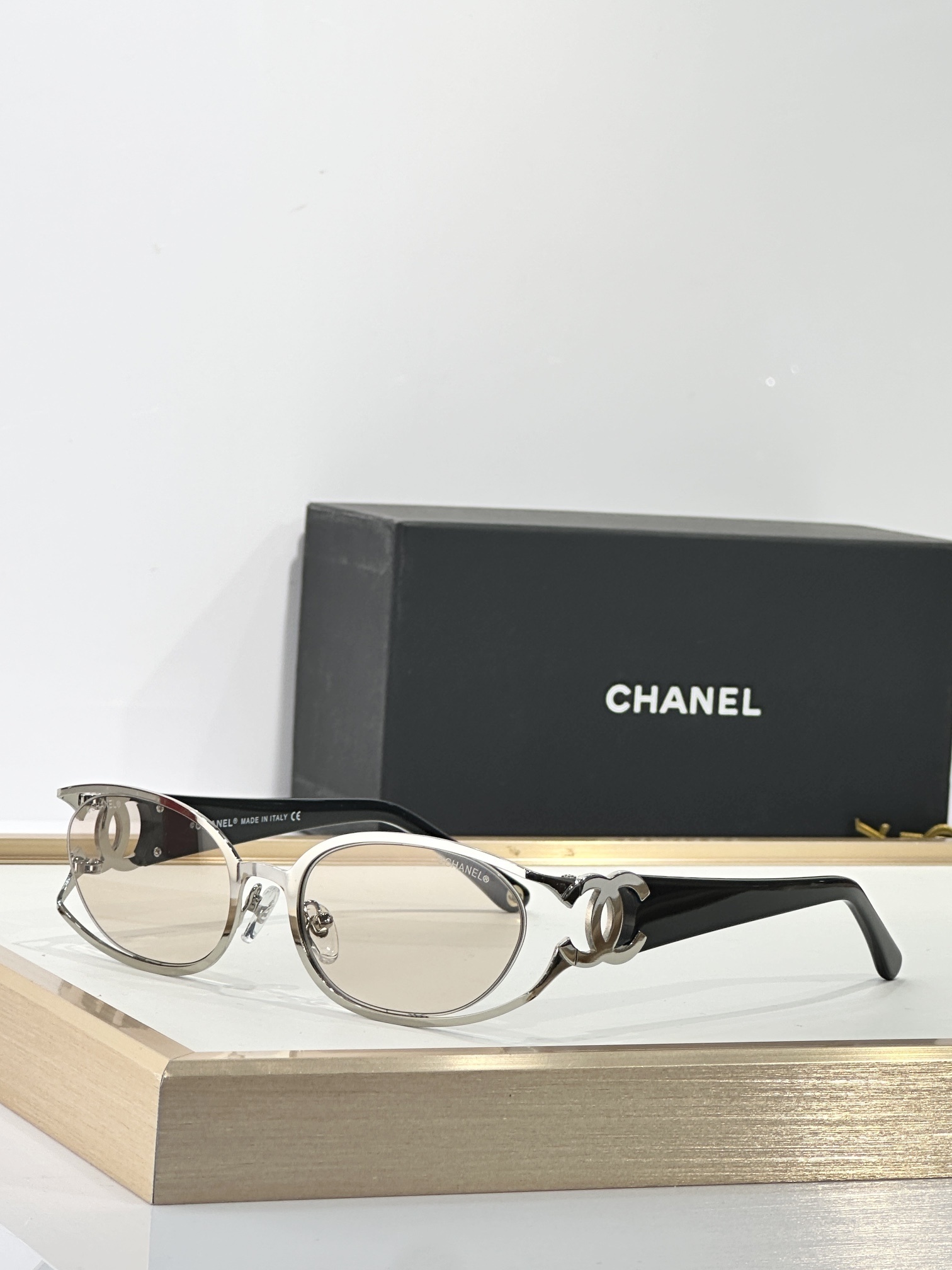 Luxury Chanel Oval Sunglasses - Vintage Metal Frame with CC Logo