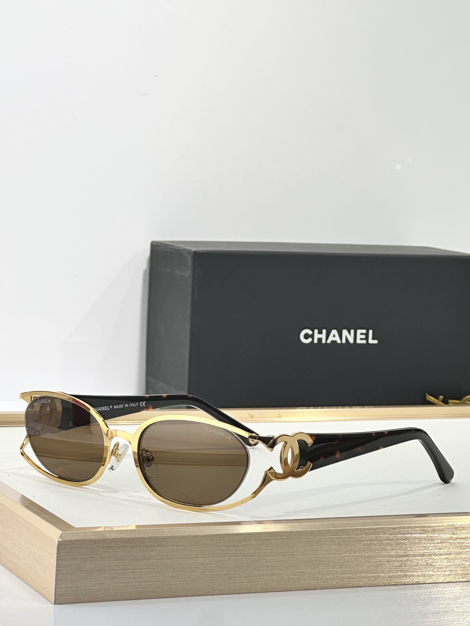Luxury Chanel Oval Sunglasses - Vintage Metal Frame with CC Logo