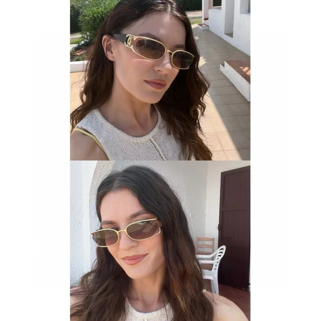 Vintage Oval Sunglasses for Women Retro Metallic Frame Y2K Eyewear