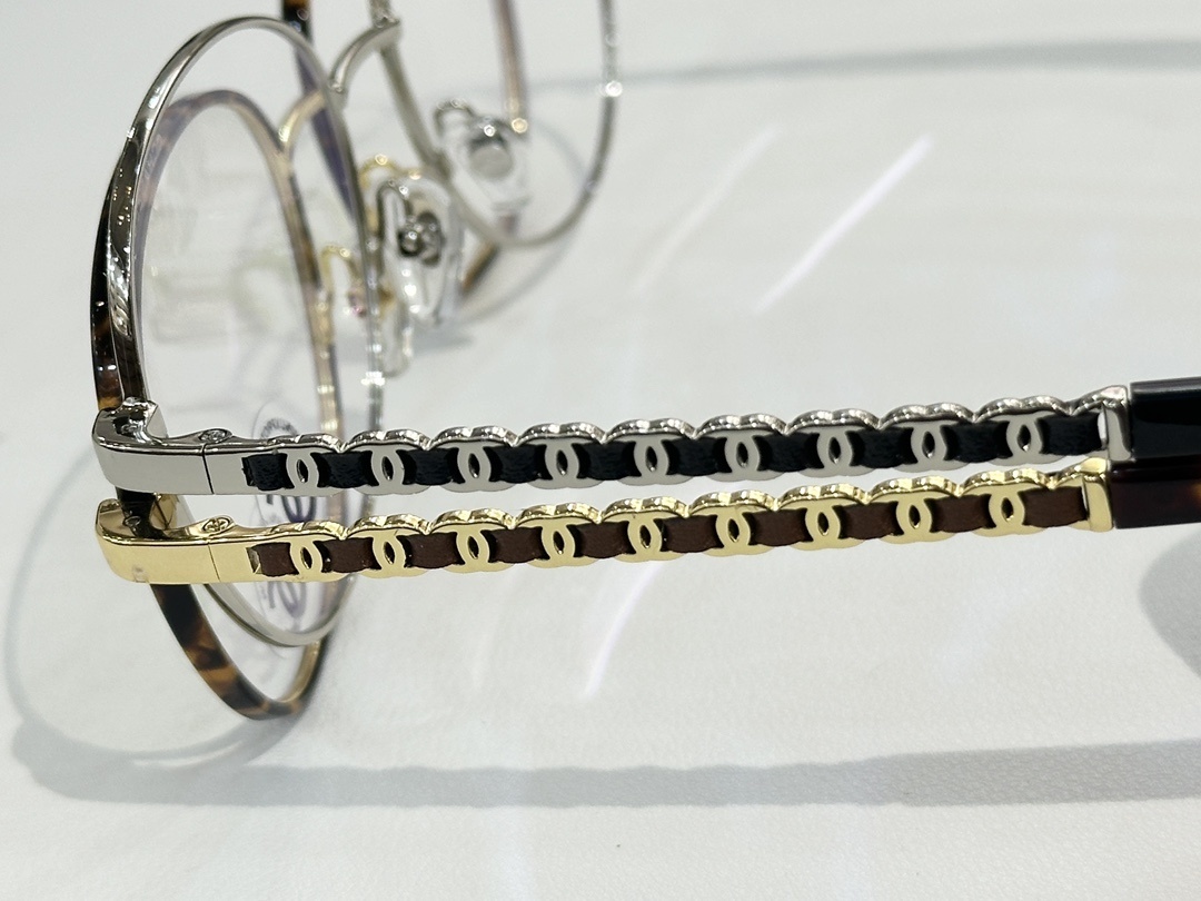 Chanel 2223-Q Black Round Eyeglasses with Chain Link Temples