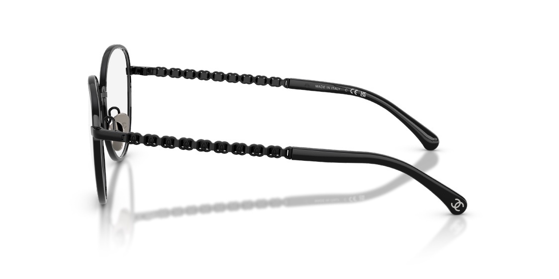 Chanel 2223-Q Black Round Eyeglasses with Chain Link Temples