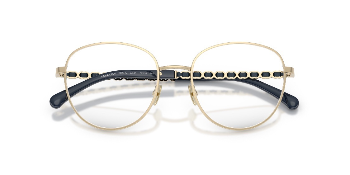 Chanel 2223-Q Luxury Round Eyeglasses with Chain Temple Detail