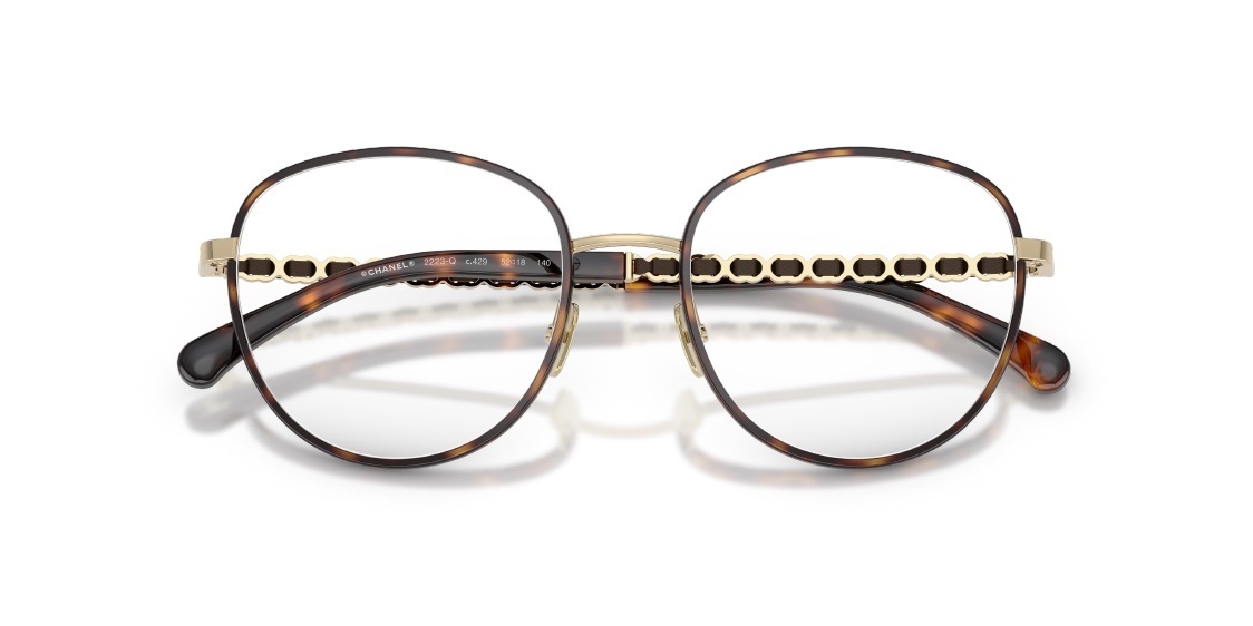 Chanel 2223-Q Luxury Round Eyeglasses with Chain Temple Detail