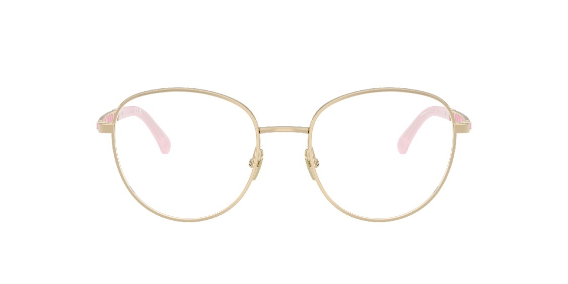 Chanel Women's Gold Round Eyeglasses with Pink Leather Chain