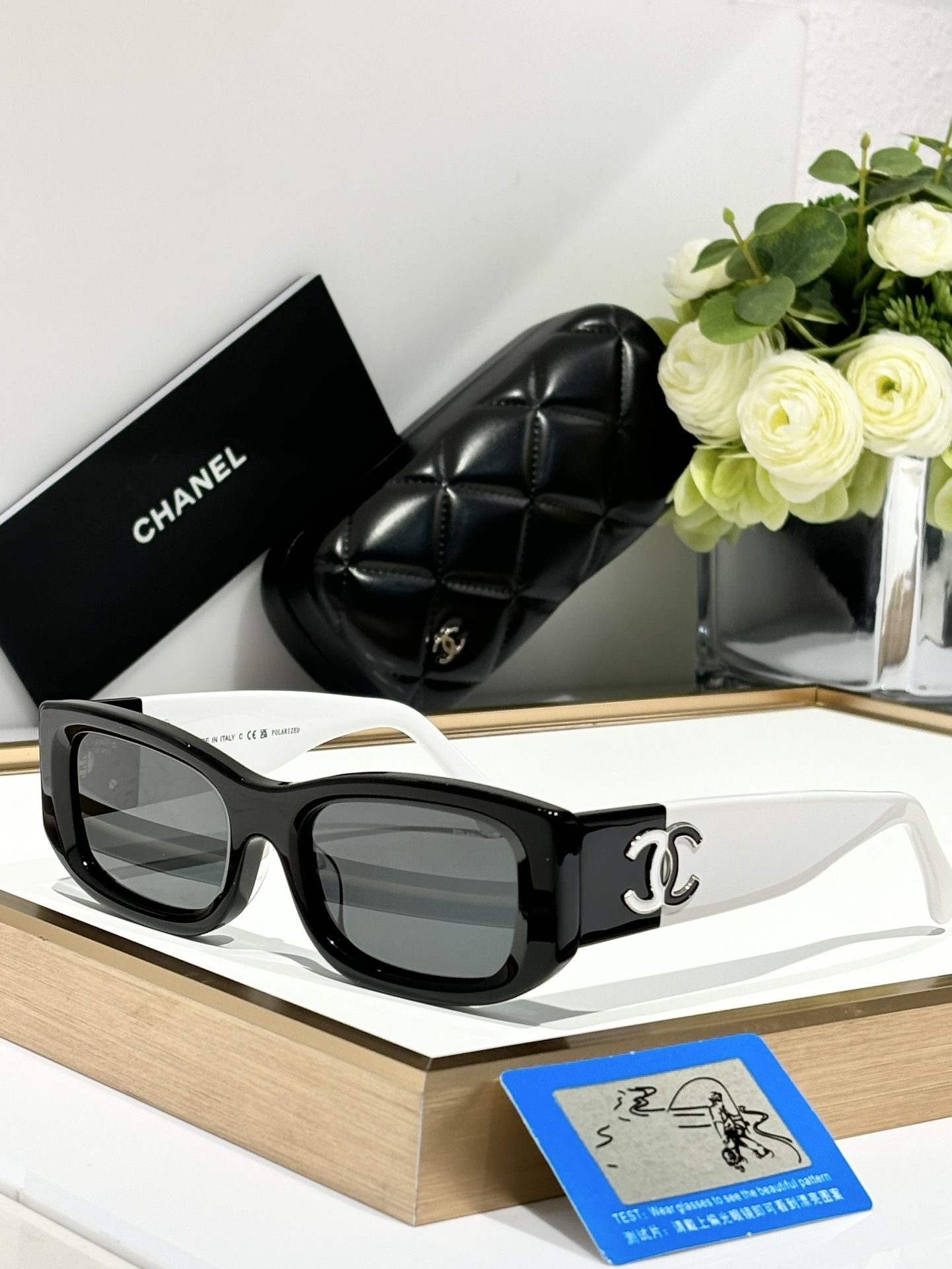Chanel Women's Rectangular Polarized Sunglasses - Iconic CC Logo