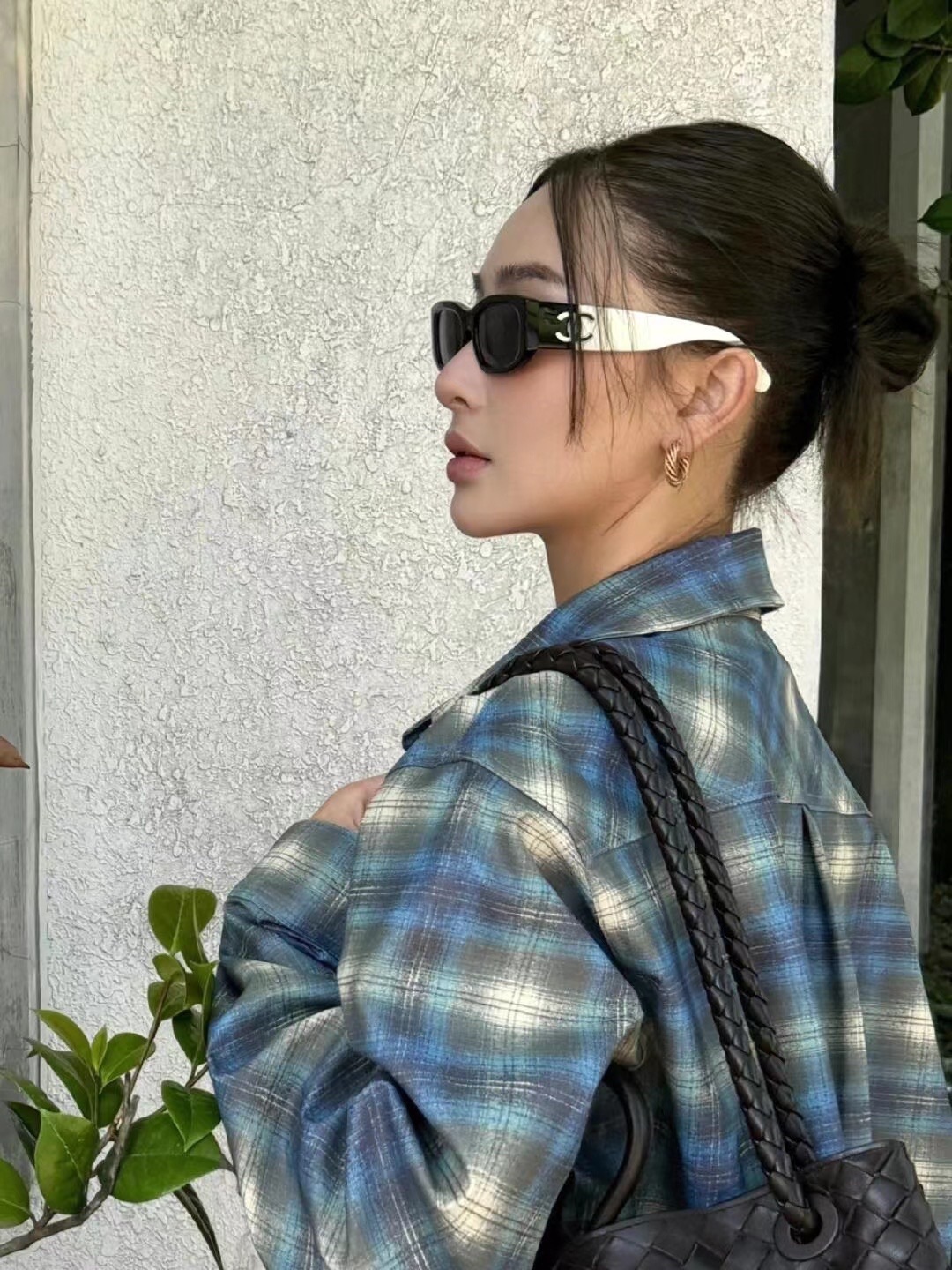 Chanel 5525 Rectangular Polarized Sunglasses - Black & White Acetate