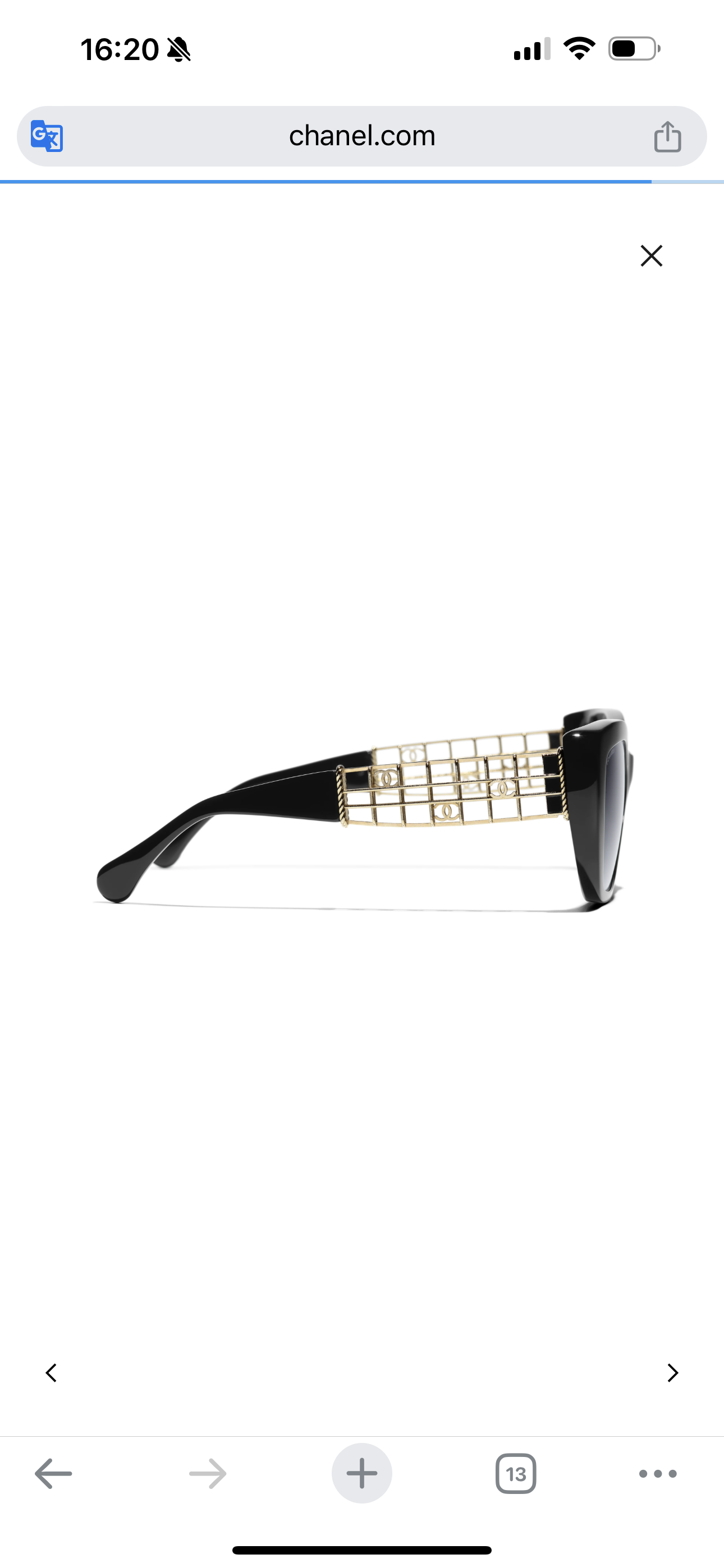 Luxury Chanel Cat Eye Sunglasses with Gold Lattice Temples