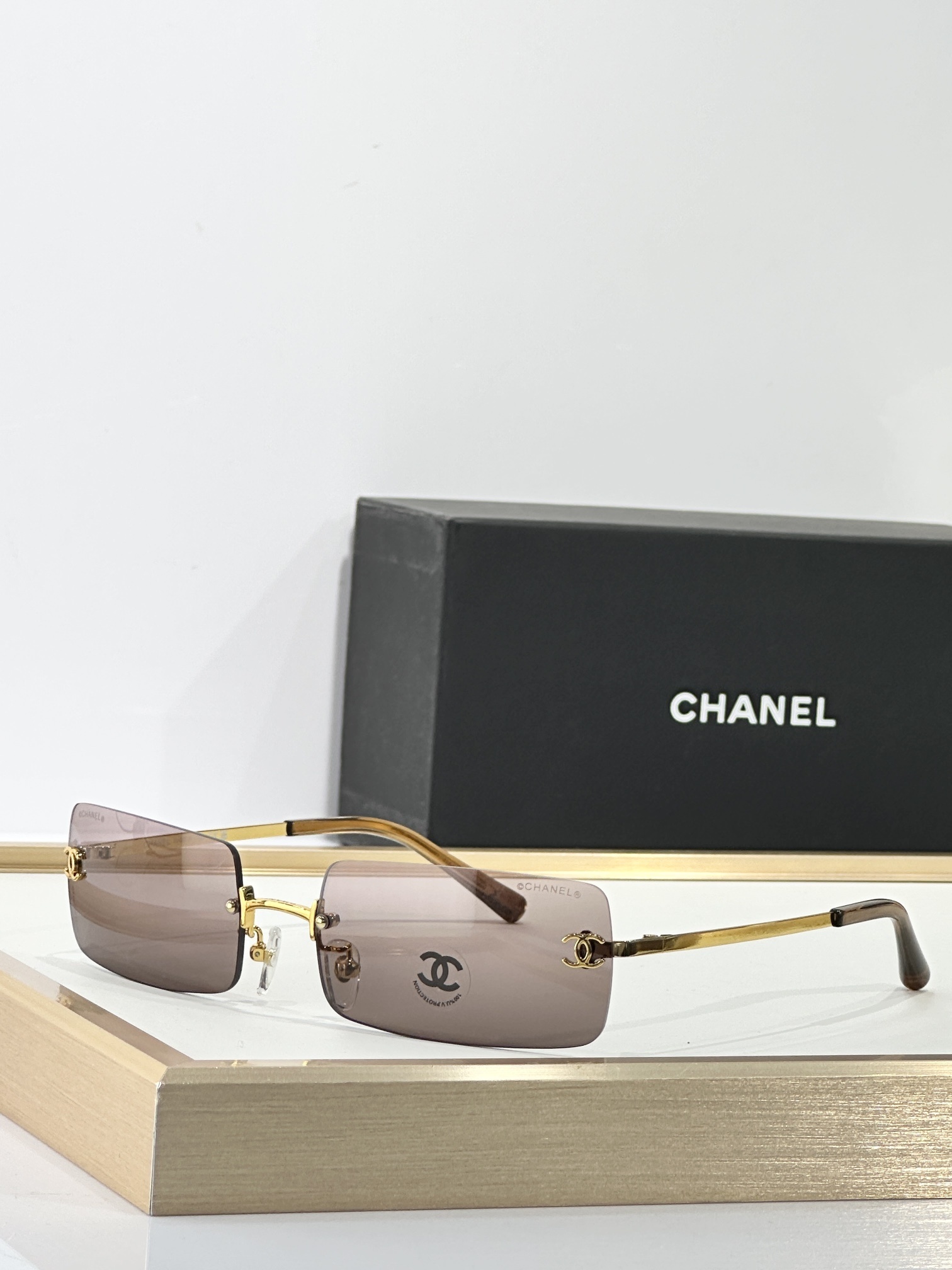 Chanel Rimless Rectangle Sunglasses - Iconic Y2K Designer Eyewear