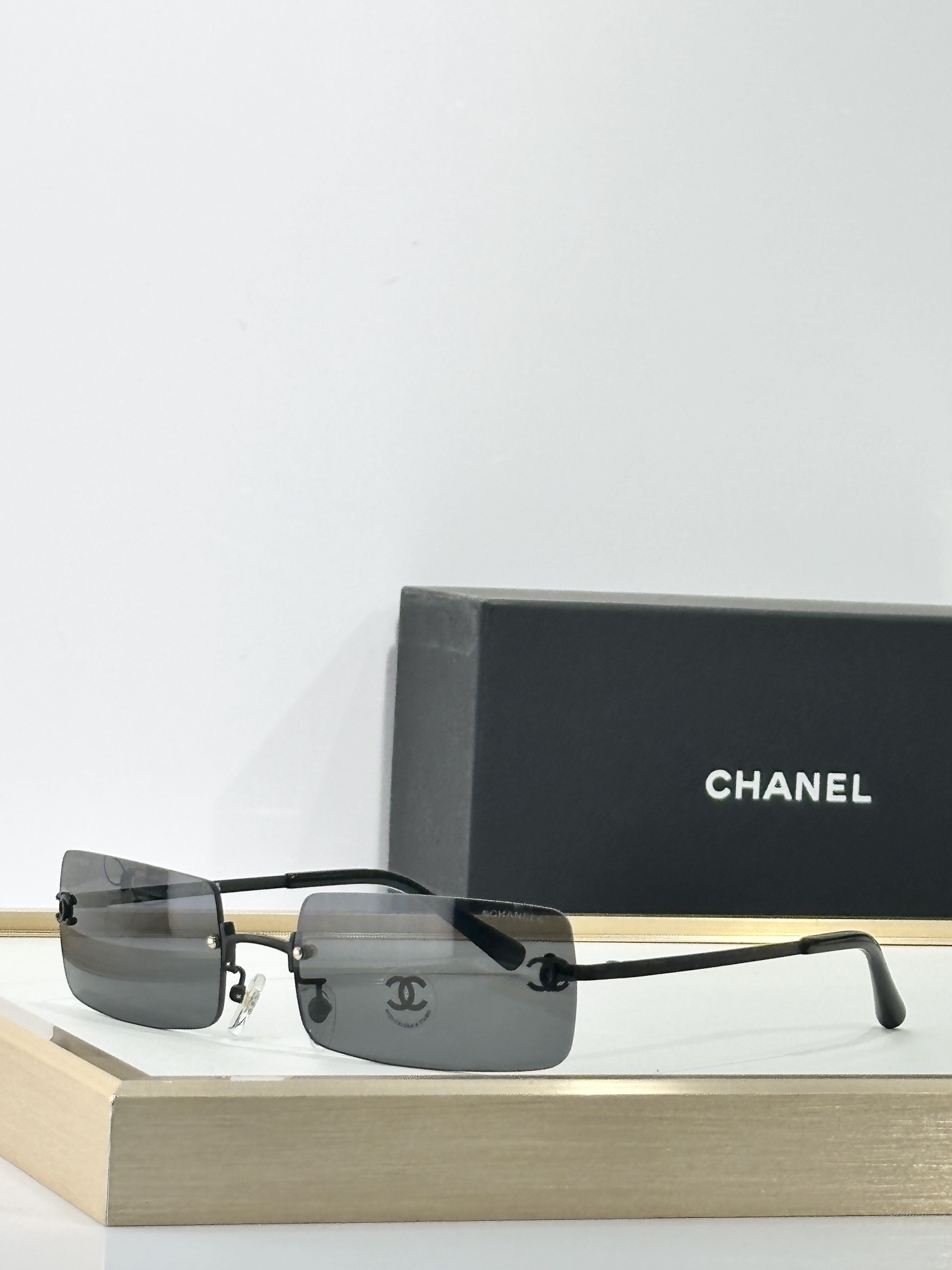 Chanel Rimless Rectangle Sunglasses - Iconic Y2K Designer Eyewear