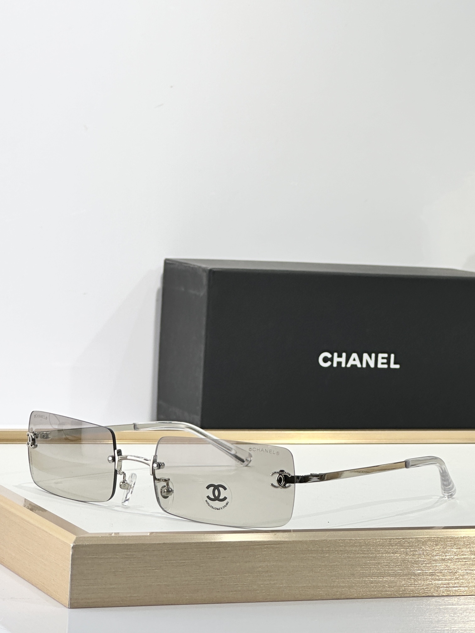 Chanel Rimless Rectangle Sunglasses - Iconic Y2K Designer Eyewear