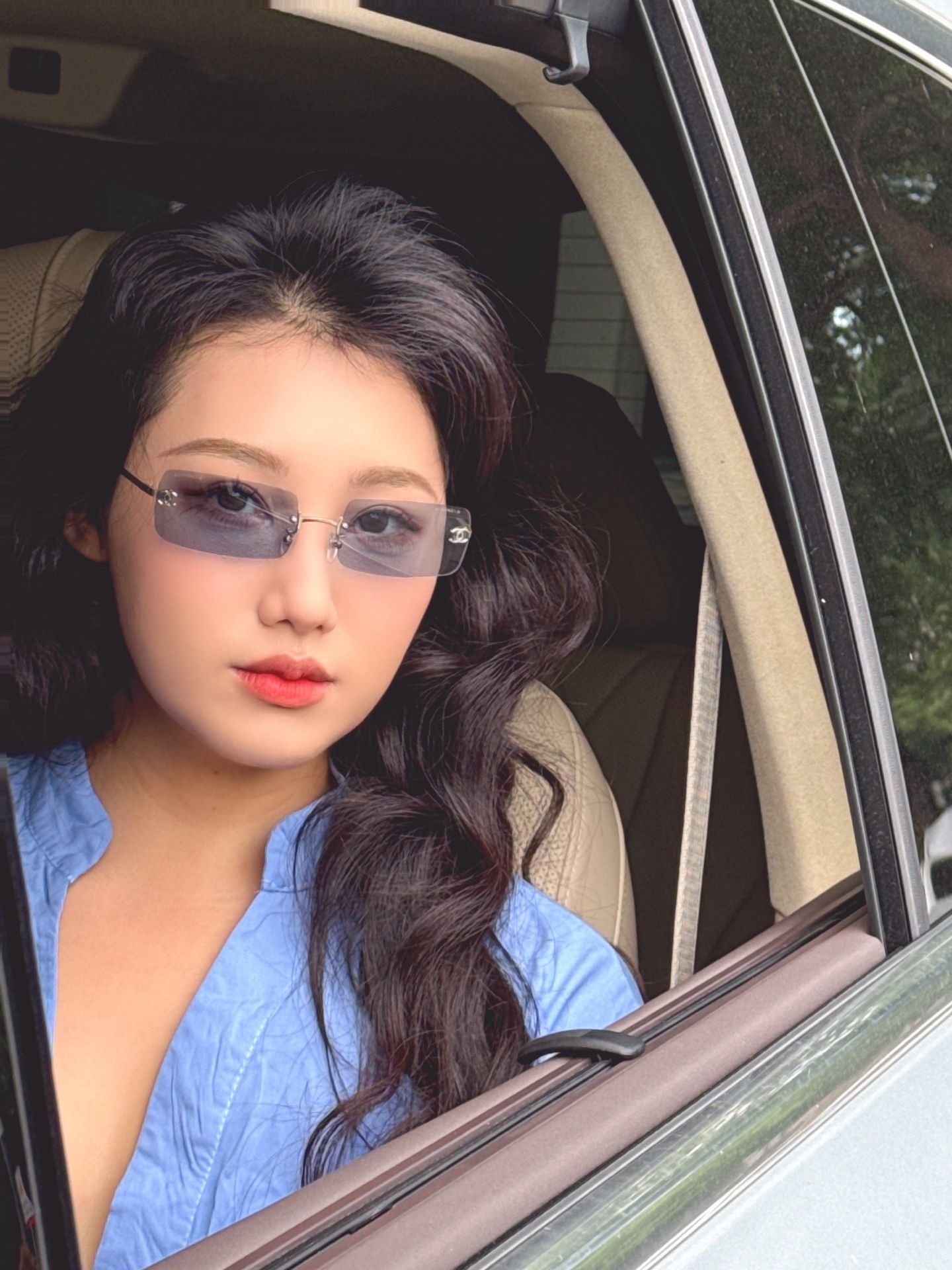 Luxury Rimless Rectangular Sunglasses - Gold Metal Frame Y2K Style