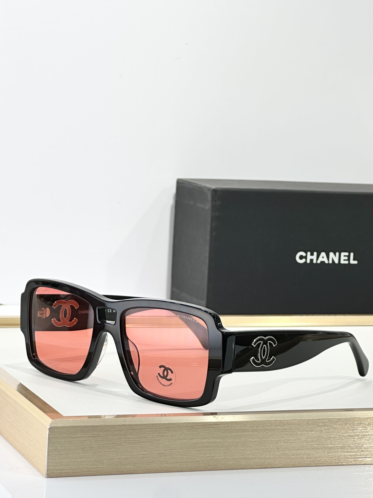 Chanel Luxury Oversized Square Sunglasses with Iconic CC Logo