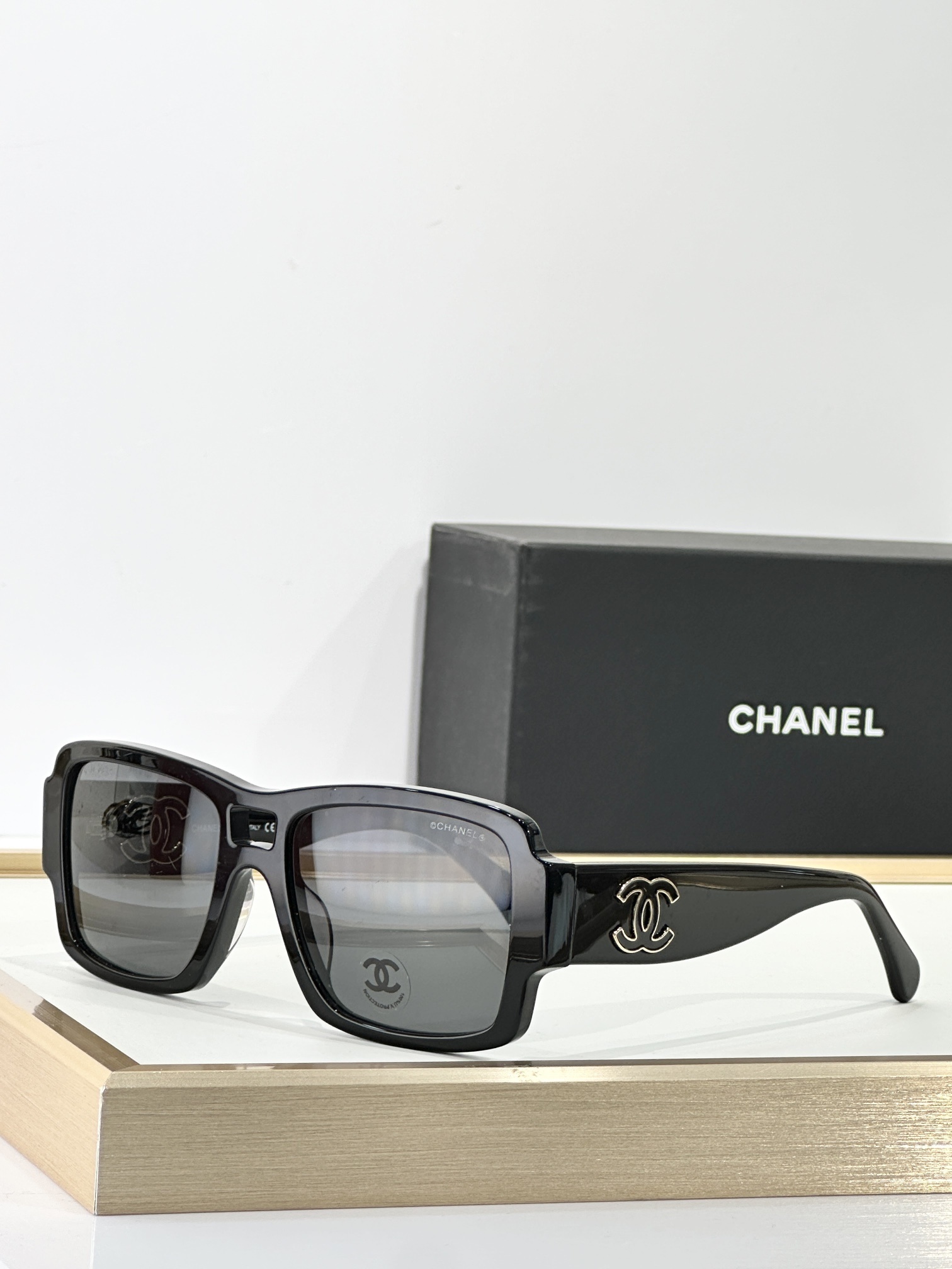 Chanel Luxury Oversized Square Sunglasses with Iconic CC Logo