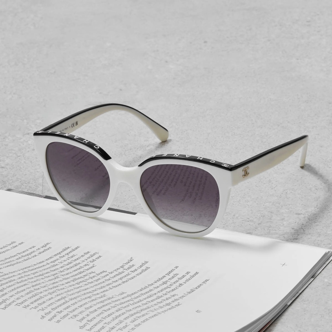 Chanel Two-Tone Butterfly Sunglasses - White & Black Acetate