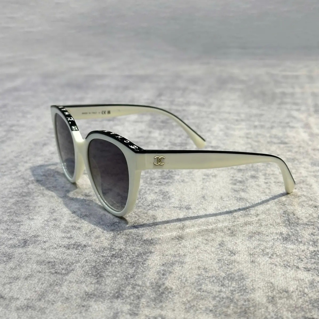 Chanel Two-Tone Butterfly Sunglasses - White & Black Acetate