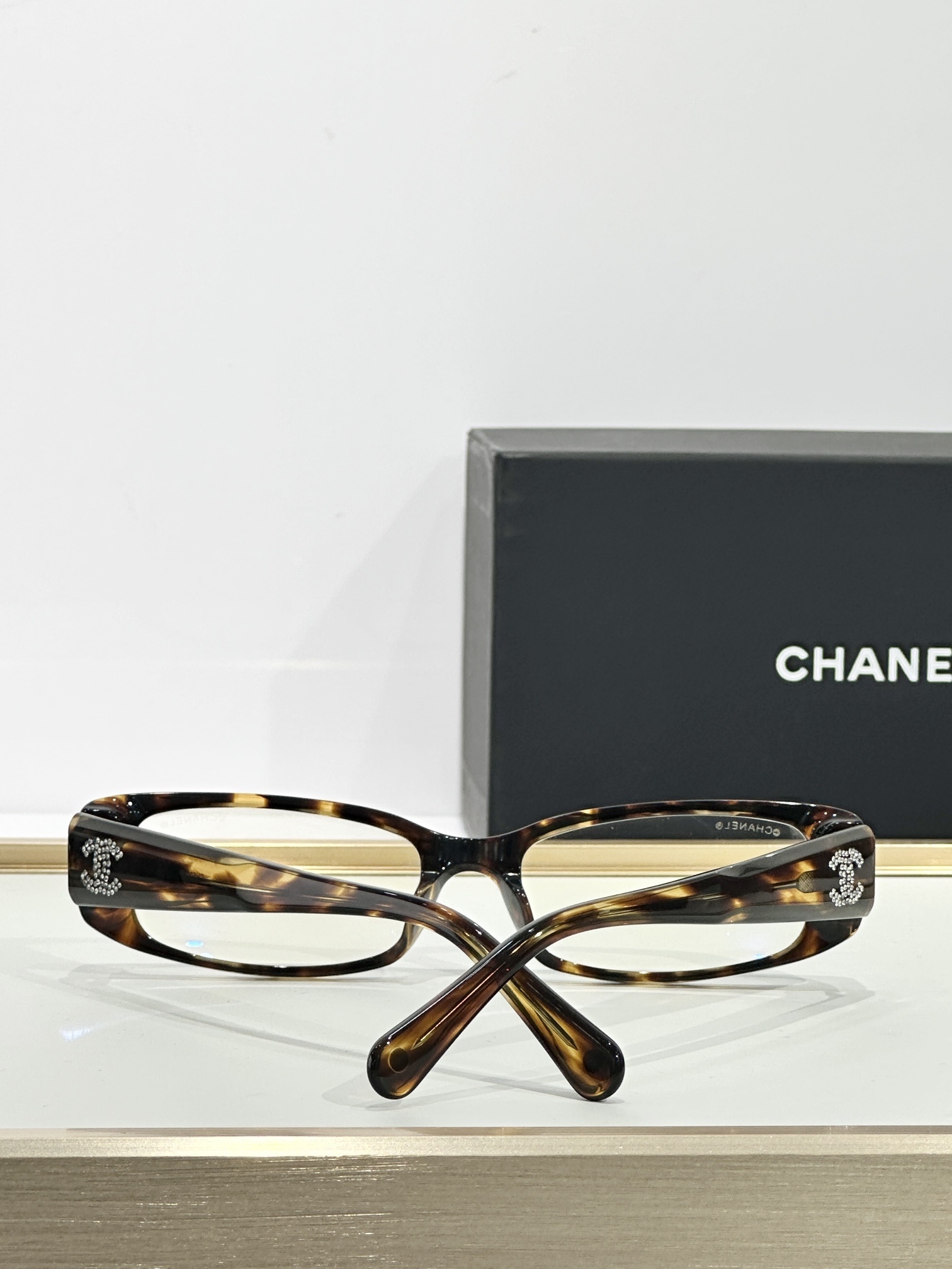 Chanel Crystal CC Logo Rectangular Eyewear - Luxury Fashion Frames