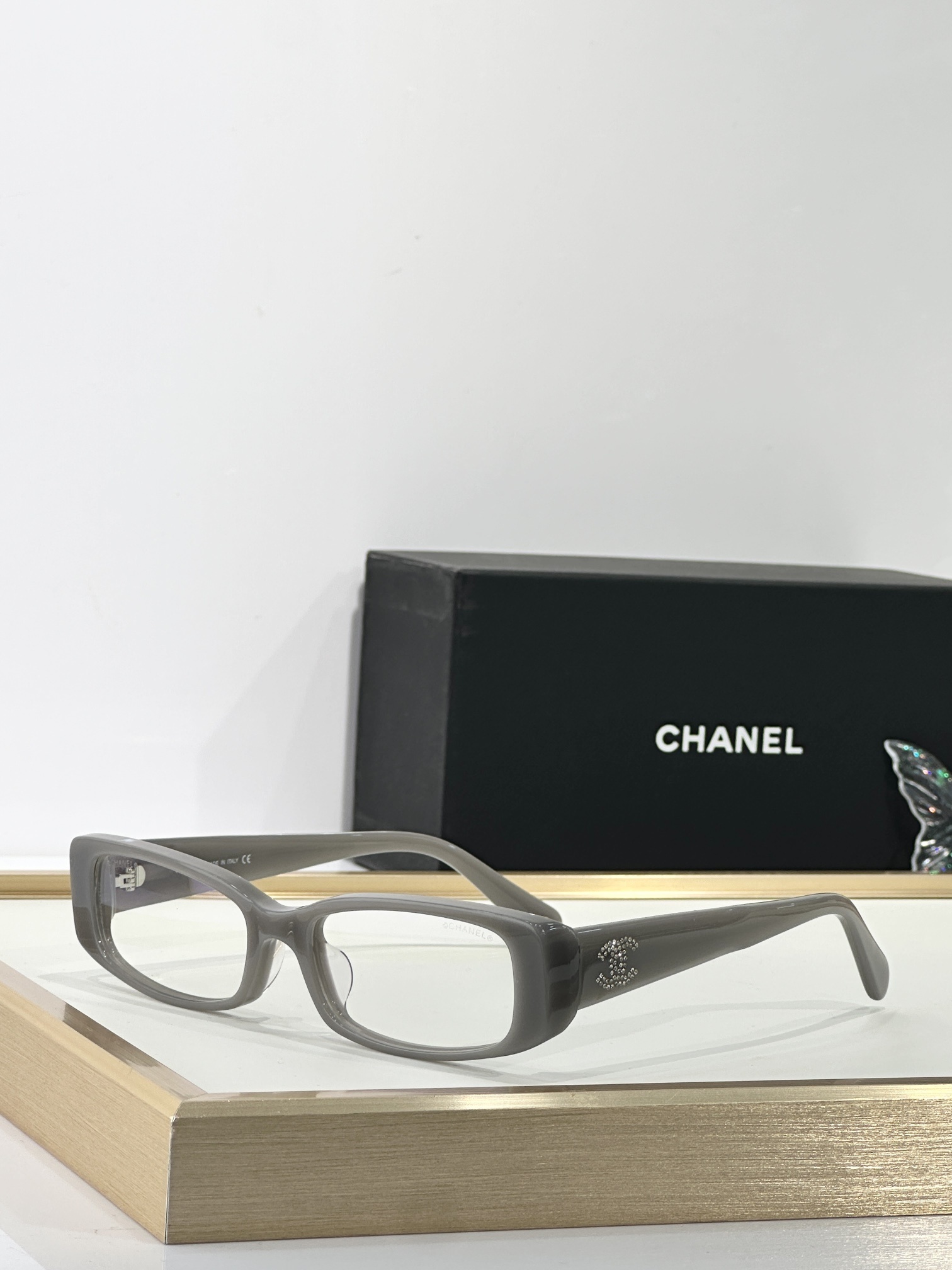 Chanel Crystal CC Logo Rectangular Eyewear - Luxury Fashion Frames