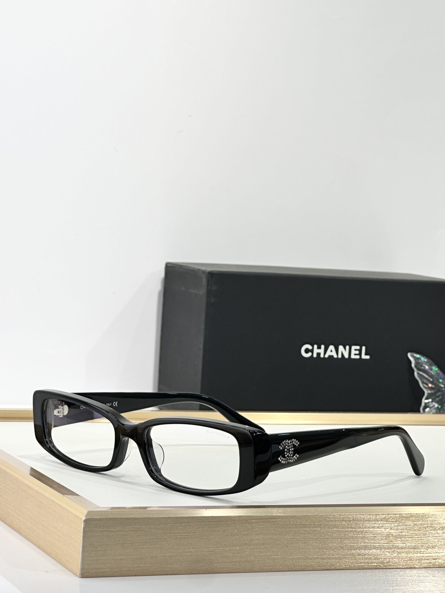 Chanel Crystal CC Logo Rectangular Eyewear - Luxury Fashion Frames