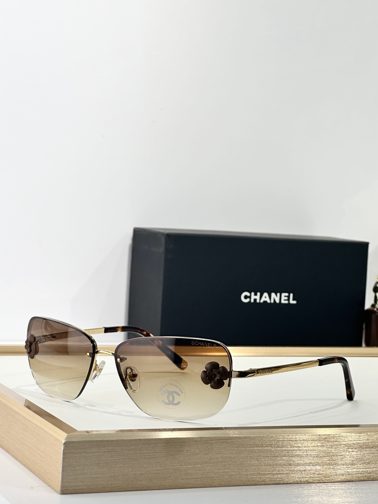 Chanel Camellia Flower Rimless Butterfly Sunglasses - Elegant Eyewear