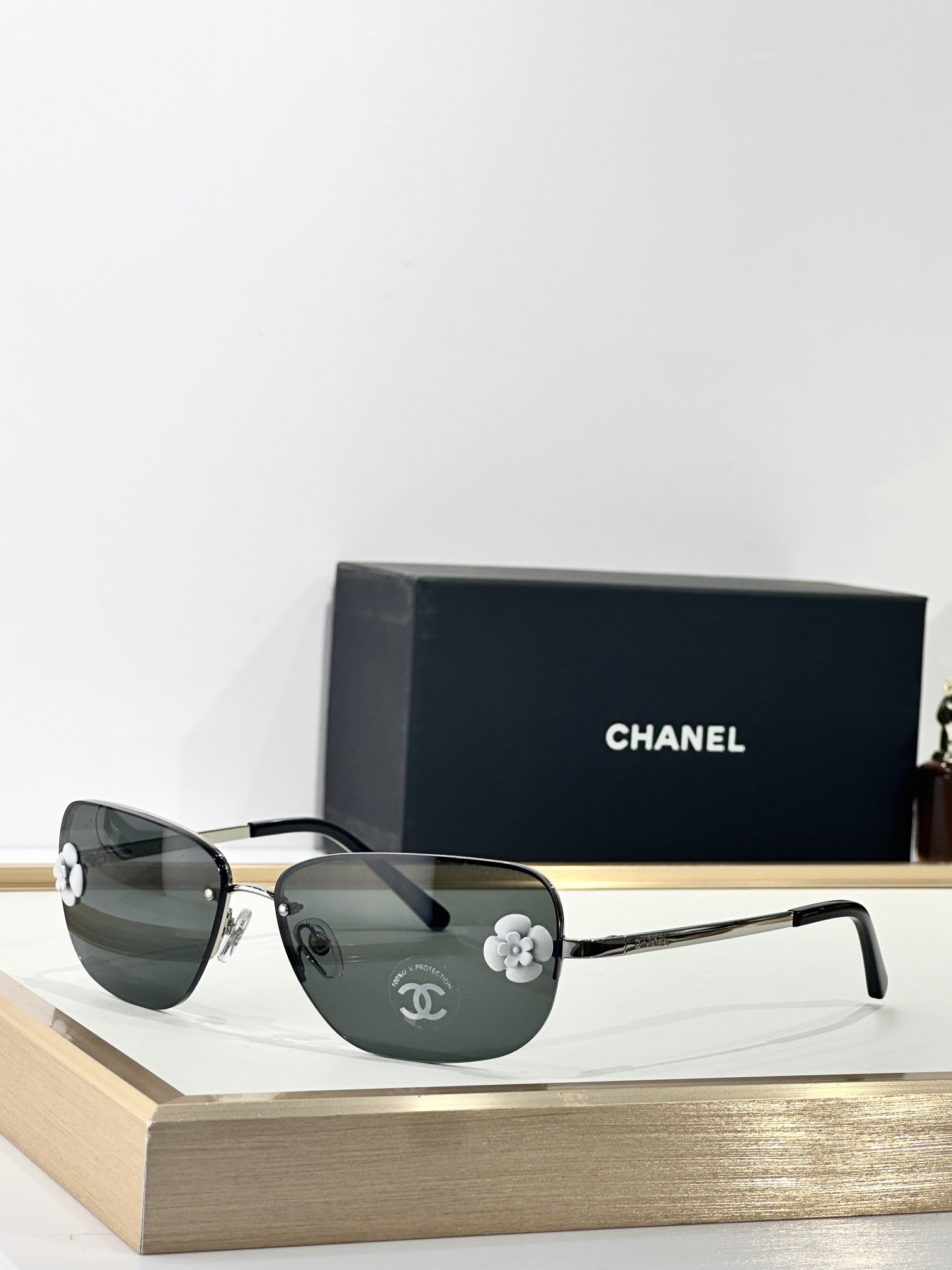 Chanel Camellia Flower Rimless Butterfly Sunglasses - Elegant Eyewear