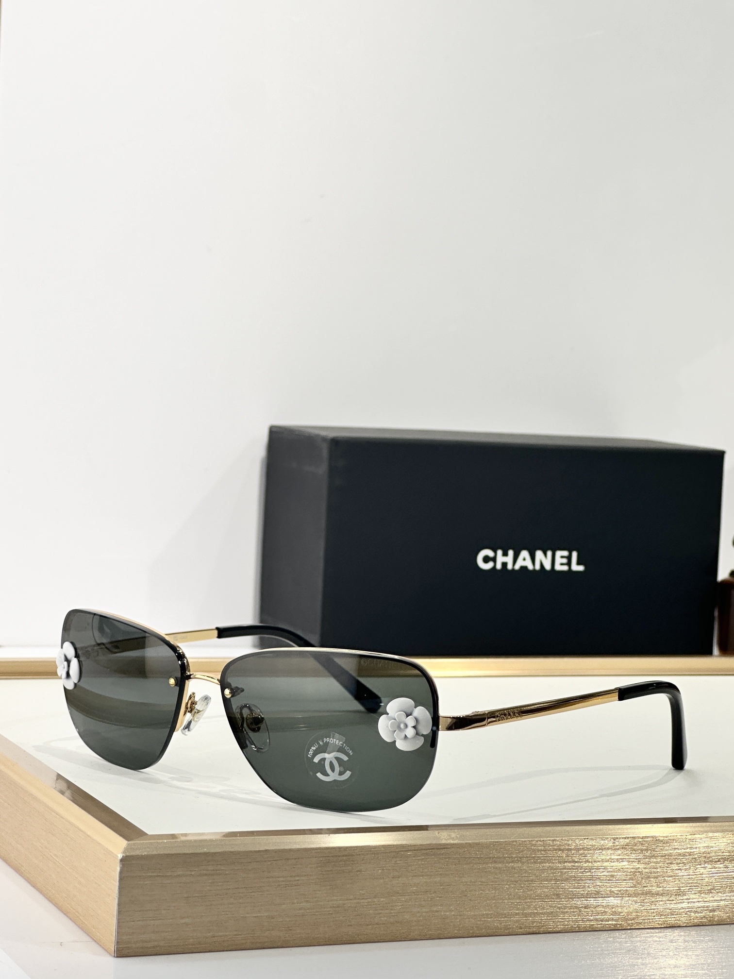 Chanel Camellia Flower Rimless Butterfly Sunglasses - Elegant Eyewear