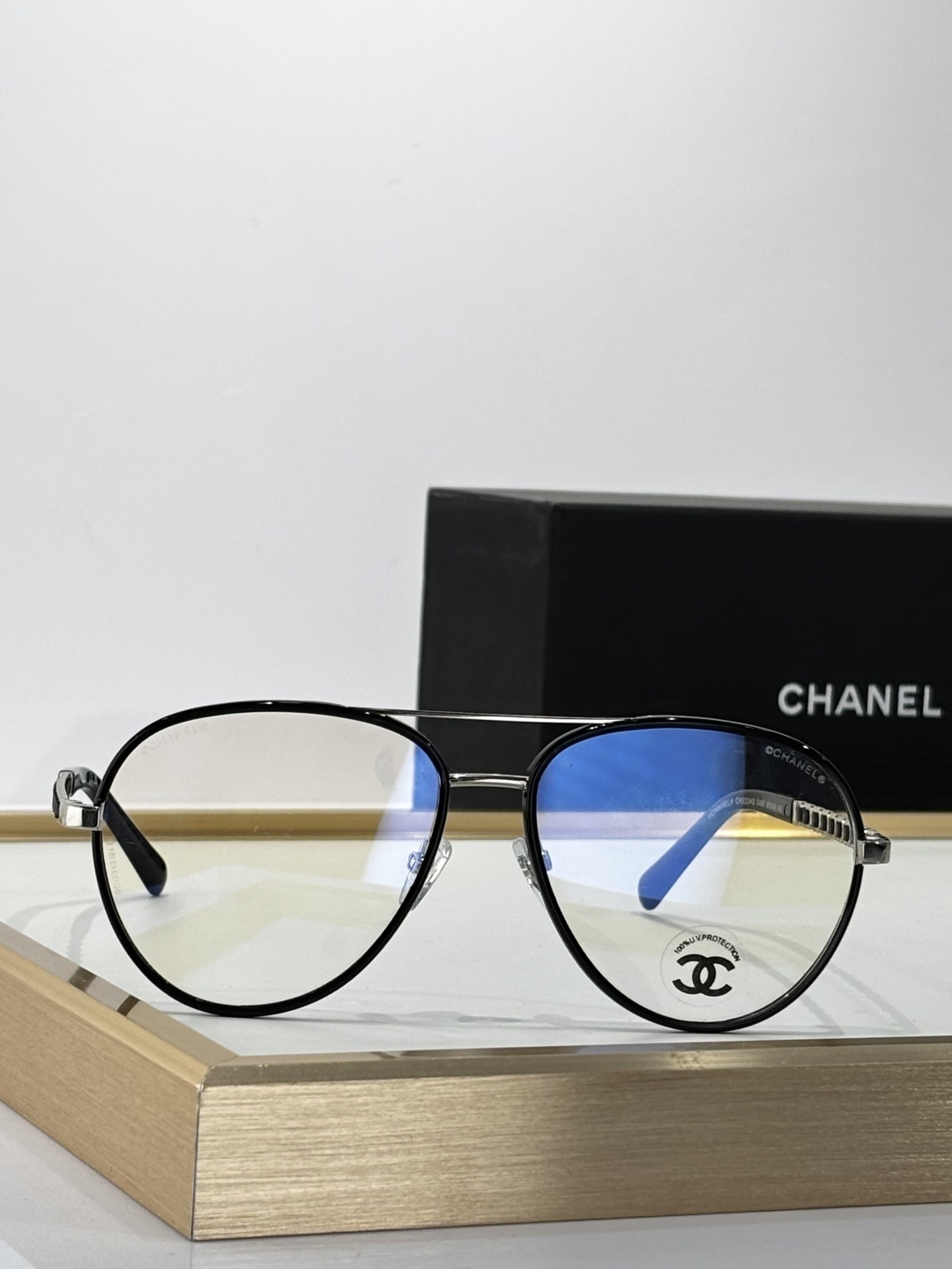 Luxury Chanel Aviator Eyeglasses - Blue Light & UV Protection