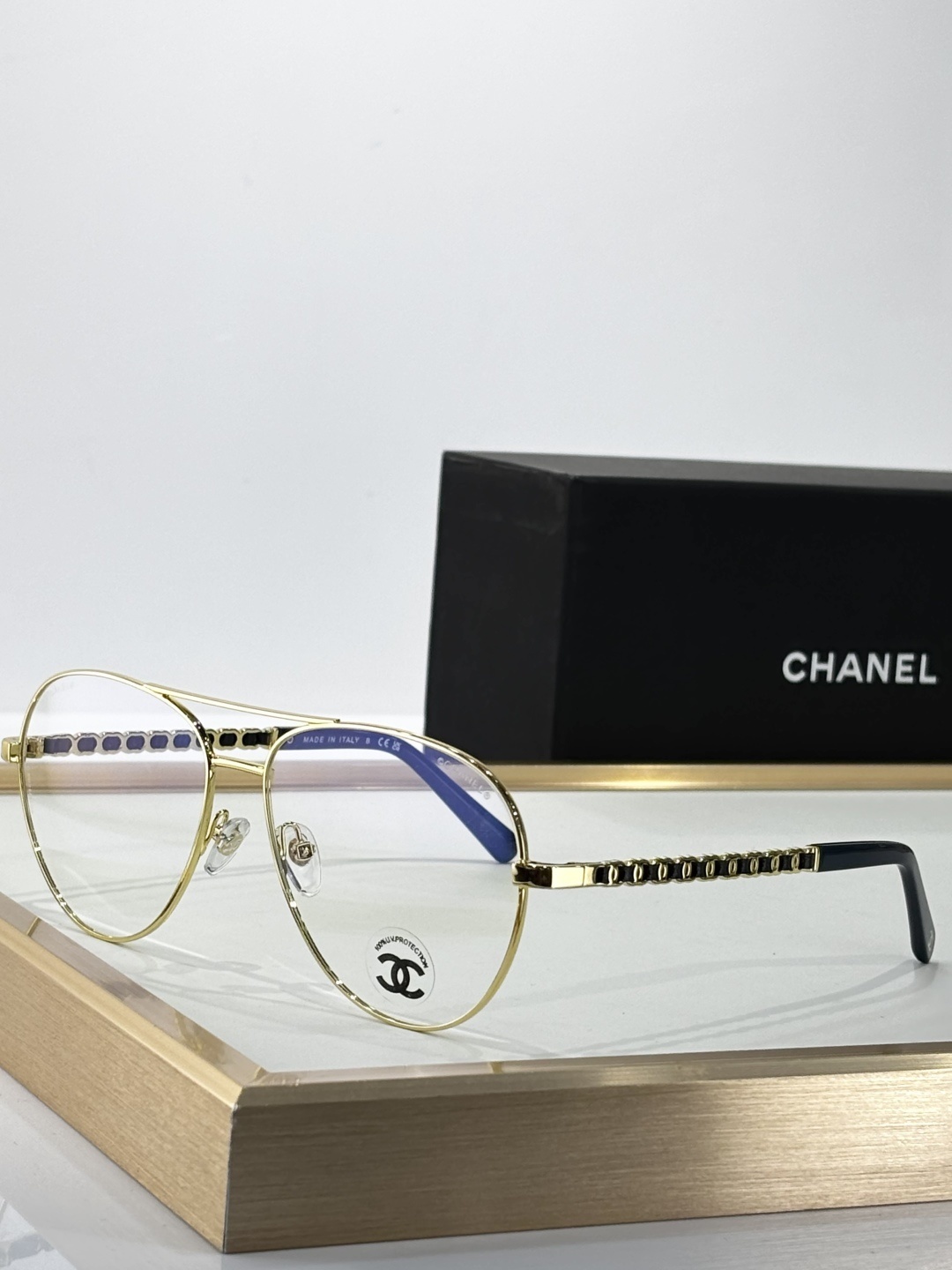 Chanel Luxury Aviator Eyeglasses – Iconic Chain Temple Design