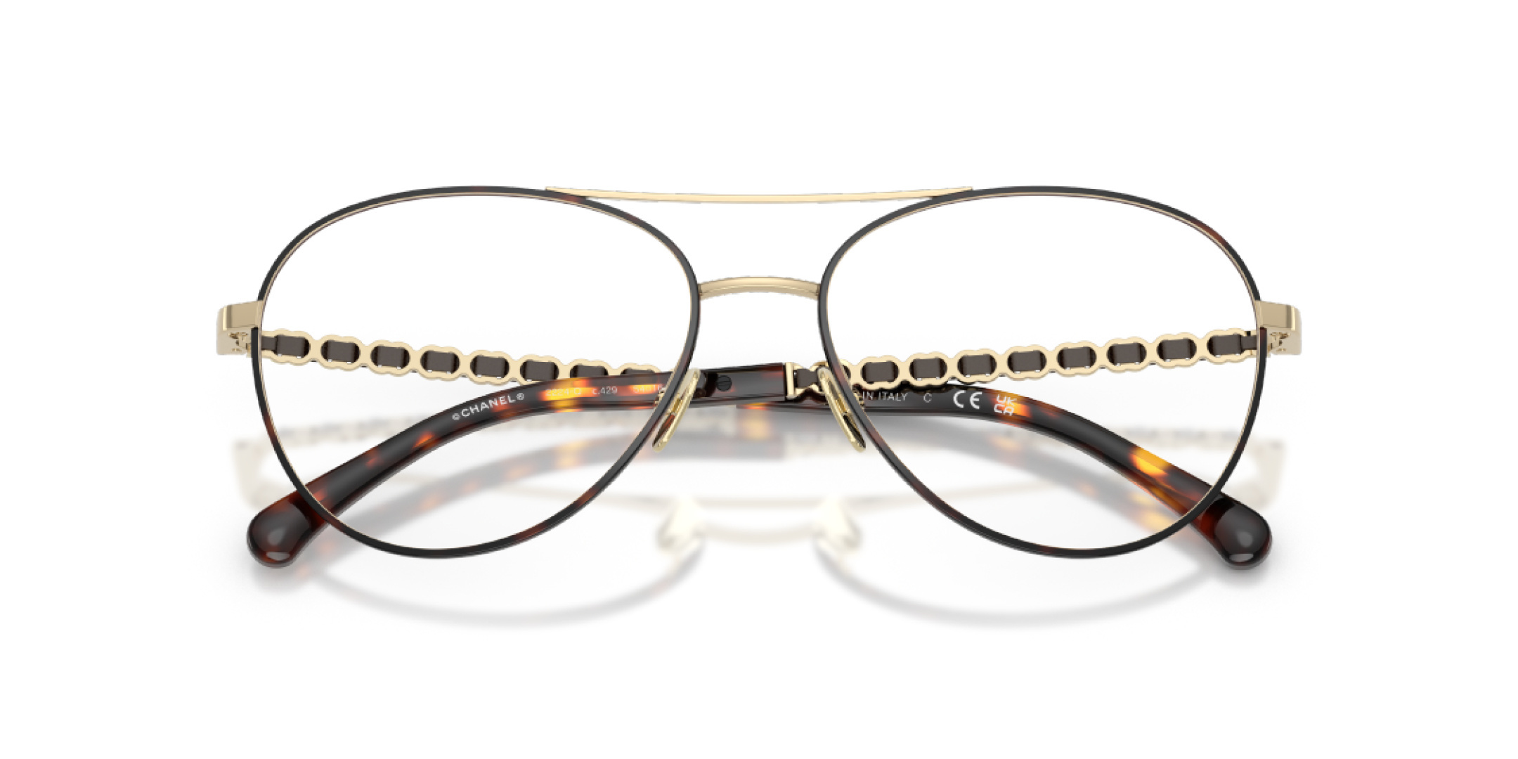 Chanel Black Pilot Optical Glasses - Elegant Chain Temple Design