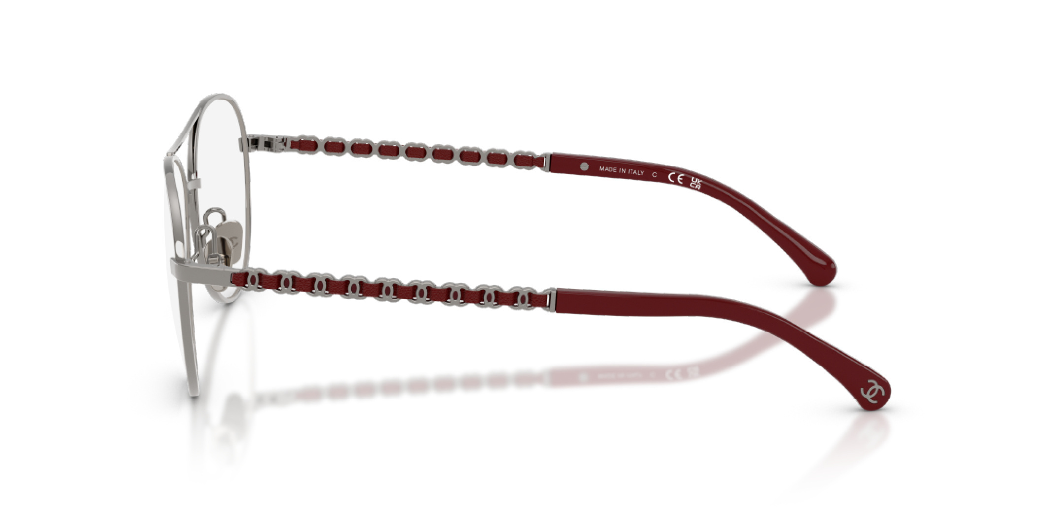 Chanel Gold Pilot Eyeglasses with Interwoven Chain Detail