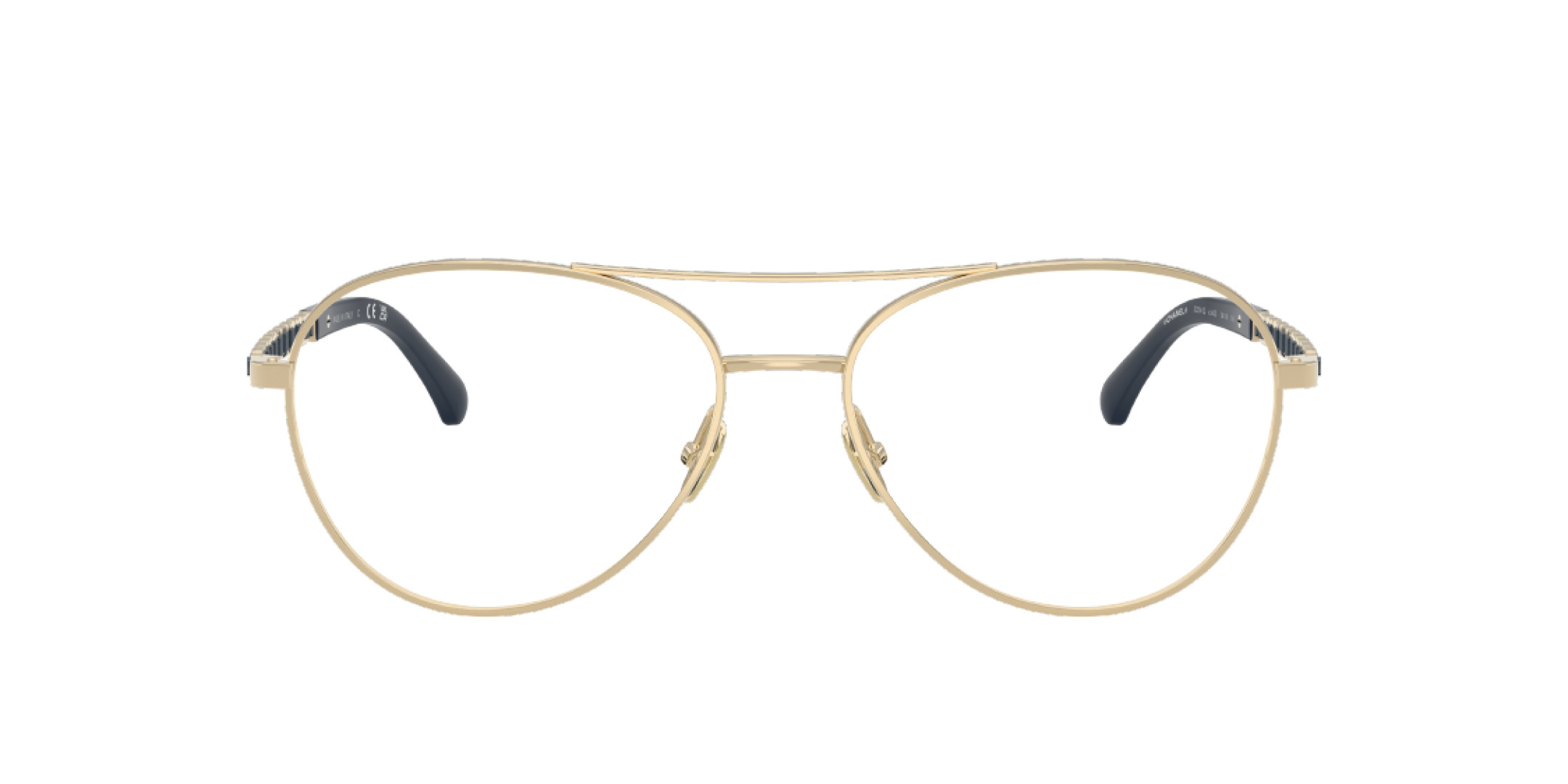 Chanel Gold Pilot Eyeglasses with Interwoven Chain Detail