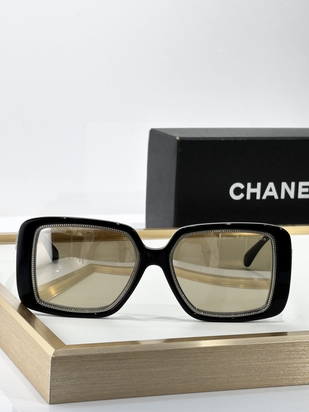 Chanel OCH71709A Oversized Square Sunglasses - Black Grey Mirror Gold