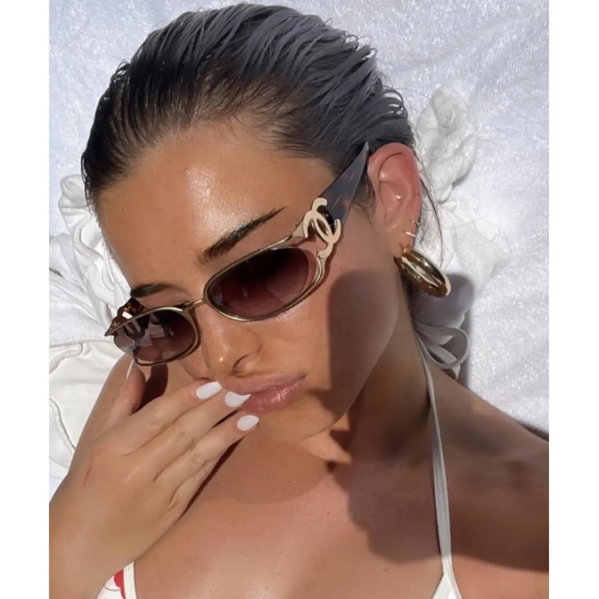 Luxury Vintage Gold Rectangle Sunglasses for Women – Retro Chic