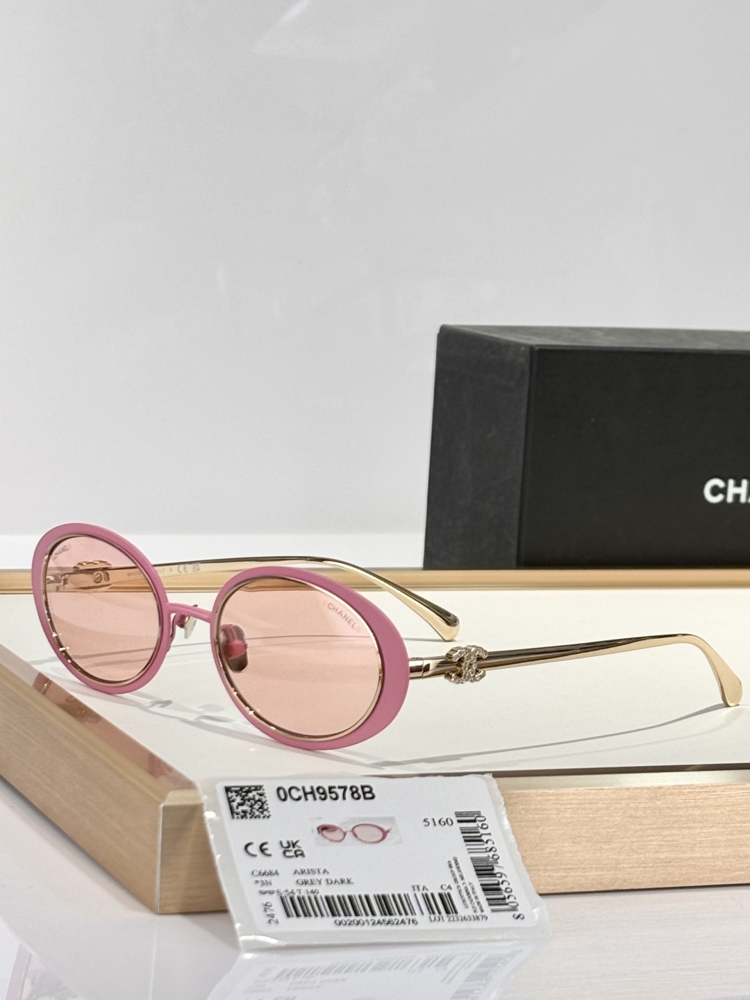 Chanel OCH9578B Oval Crystal CC Logo Sunglasses - Luxury Eyewear
