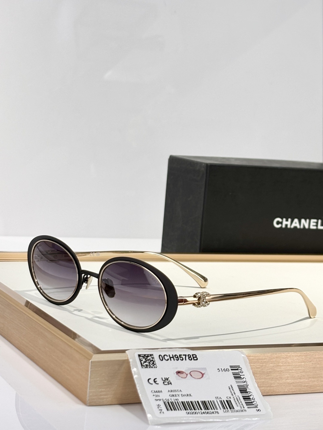 Chanel OCH9578B Oval Crystal CC Logo Sunglasses - Luxury Eyewear